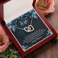 Cubic Zirconia Heart Pendant, Wife Interlocking Hearts Necklace, Surgical Steel Necklace, Romantic Christmas Jewelry Present