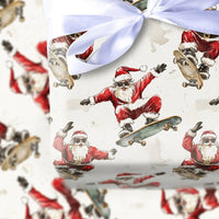 Sunglasses Santa Gift Wrap, Skateboarding Santa Wrapping Paper, Humorous Christmas Wrapping Paper, Skater Santa Holiday Paper, Xmas Gift Wrap
