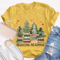 Humorous Holiday Book Pun T-Shirt, Seasons Readings Teacher Shirt, Adorable Christmas Reading Graphic Tee, Book Lover Christmas T-Shirt