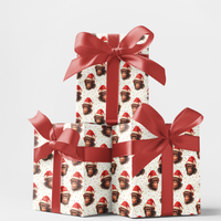 Humorous Monkey Santa Claus Gift Wrap, Christmas Chimp Wrapping Paper, Holiday Present Paper Roll, Adorable Christmas Animal Gift Wrap Paper