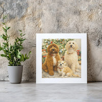 Festive Goldendoodle Pet Portrait, Doodle Dogs Christmas Square Canvas, Holiday Puppy Canvas Print, Winter Dog Lover Wall Art Decor