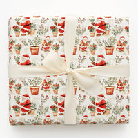Watercolor Plant Christmas Gift Wrap, Gardening Santa Wrapping Paper, Poinsettia Holiday Present Wrap, Plant Lover Xmas Gift Wrapping Paper