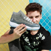 Sneakers, Gray Colorway, Lace Up Design, Casual Gift for Sneaker Fans