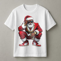 Hip Hop Christmas Graphic Tee, Black Santa T-Shirt, African American Santa Claus Shirt, Retro Urban Holiday Graphic T-Shirt Present for Him