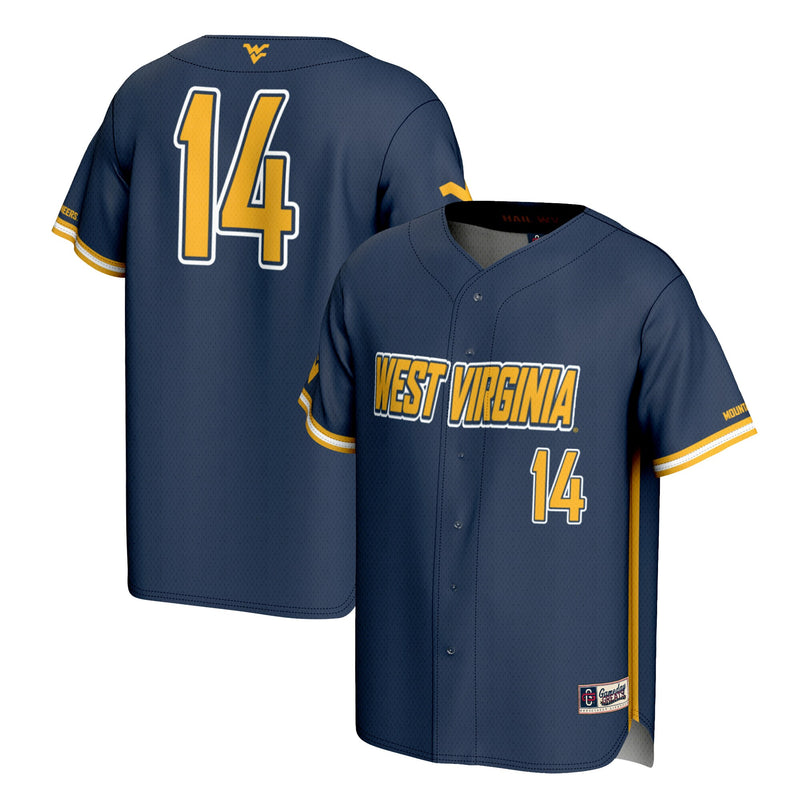 #14 West Virginia Mountaineers Lightweight Baseball Fashion Jersey - Navy