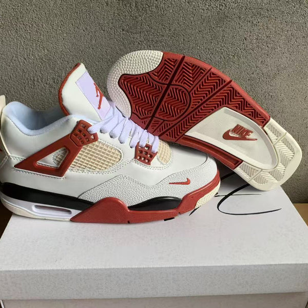 Mid Top Sneakers, Beige Red Colorway, Lace Up Design, Casual Gift for Sneaker Fans
