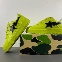Low Top Sneakers, Neon Green Black Colorway, Lace Up Design, Casual Gift for Sneaker Fans