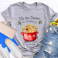 Humorous Spanish Teacher Holiday Graphic Tee, Tis the Season for Tamales Spanish Teacher Shirt, Festive Tamale T-Shirt, Christmas Teacher Present