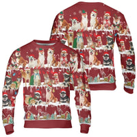 Custom Name and Number Ugly Sweater, Shiba Inu Ugly Christmas Sweater, Dog Lover Holiday Ugly Sweater, Festive Dog Breed Xmas Crewneck Present