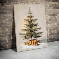 Vintage Oil Painting Style Holiday Tree Canvas Print, Christmas Tree Canvas Wall Art, Festive Winter Canvas Poster, Digital Download