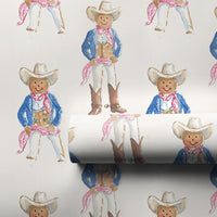 Western Holiday Gift Wrap, Gingerbread Cowboy Wrapping Paper, Watercolor Christmas Wrapping Paper, Country Cowboy Gift Wrap Roll