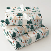 Forest Holiday Gift Wrap, Watercolor Christmas Tree Wrapping Paper, Modern Winter Tree Wrapping Paper, Colorful Christmas Gift Wrap Roll