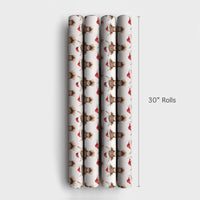 Santa Hat Animal Gift Wrap, Highland Cow Christmas Wrapping Paper, Rustic Cow Wrapping Paper Roll, Holiday Wrapping Paper, Xmas Gift Wrap