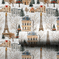 Snowy Eiffel Tower Gift Wrap, Paris Christmas Wrapping Paper, French Cityscape Wrapping Paper, Holiday Travel Present Paper Roll