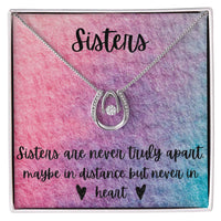 Dancing Cubic Zirconia Horseshoe Necklace, Sisters Necklace Present, Best Friend Keepsake Necklace, Sister Birthday Christmas Jewelry