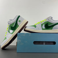 Low Top Sneakers, Neon Green White Colorway, Lace Up Design, Casual Gift for Sneaker Fans