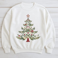 Comfy Holiday Graphic Crewneck, Plaid Christmas Tree Sweatshirt, Rustic Plaid Tree Sweater, Adorable Winter Xmas Pullover, Festive Present