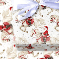 Watercolor Santa on Horse Gift Wrap, Equestrian Santa Wrapping Paper, Horse Lover Christmas Wrapping Paper, Holiday Gift Wrap Paper Roll