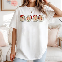 Vintage Christmas Santa Faces Tee, Retro Santa Graphic T-Shirt, Nostalgic Holiday Party Shirt, Festive Xmas Aesthetic Unisex Top