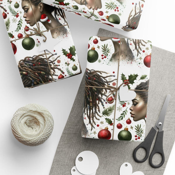 Afrocentric Holiday Gift Wrap, Black Woman Holiday Wrapping Paper, Black Woman Christmas Wrapping Paper, African American Hol
