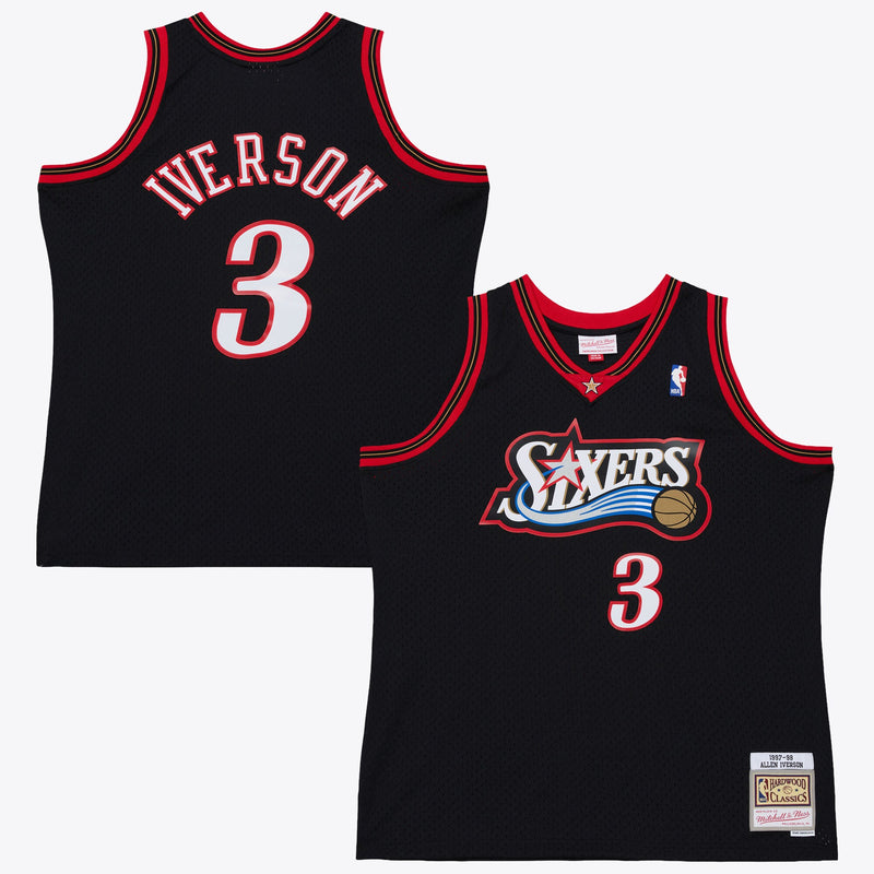 Philadelphia 76ers Allen Iverson 1997 Dark Authentic Jersey - Black