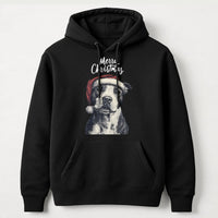 Santa Hat Dog Graphic Sweatshirt, Pitbull Christmas Hoodie, Festive Pitbull Holiday Pullover, Humorous Dog Lover Xmas Present, Pet Dog Hoodie