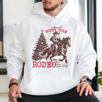 Western Christmas Hoodie, Cowboy Santa Hoodie, Rodeo Holiday Hooded Sweatshirt, Retro Country Xmas Pullover Hoodie, Humorous Holiday Present