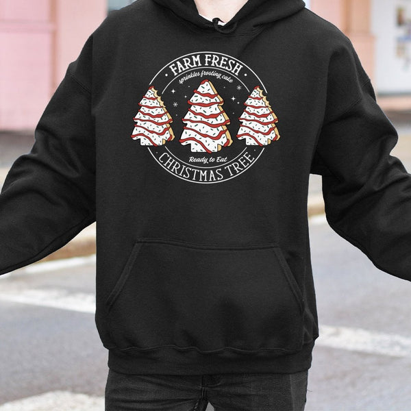 Retro Snack Graphic Hoodie, Christmas Tree Cakes Hoodie, Holiday Tree Cakes Sweatshirt, Comfy Christmas Hoodie, Winter Snack 