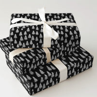 Snowy Pine Tree Gift Wrap, Black and White Christmas Wrapping Paper, Modern Winter Wrapping Paper, Monochrome Holiday Present Wrap Roll