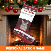 Adorable Rabbit Ugly Sweater Holiday Stocking, Personalized Bunny Christmas Stocking, Custom Name Christmas Stocking, Pet Lover Xmas Decor Present