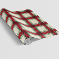 Classic Tartan Holiday Gift Wrap Roll, Cranberry Plaid Christmas Wrapping Paper, Winter Check Present Paper, Traditional Xmas Wrapping Paper