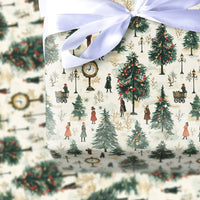 Vintage Street Scene Holiday Gift Wrap, Victorian Christmas Village Wrapping Paper, Nostalgic Xmas Wrapping Paper, Elegant Gift Wrap Roll