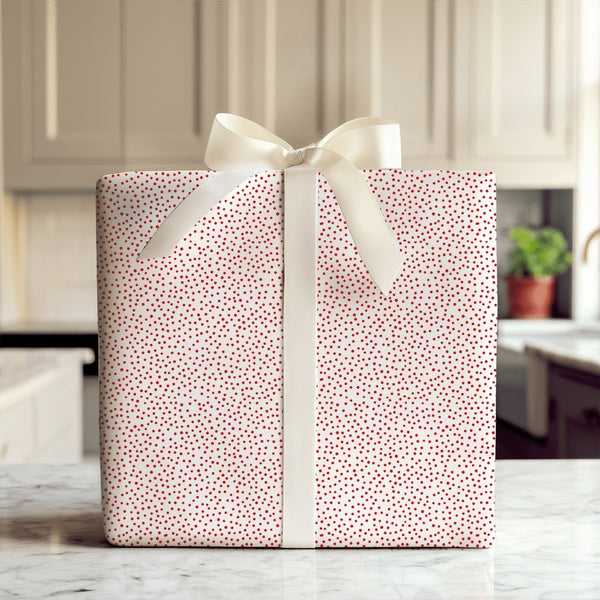 Minimalist Polka Dot Gift Wrap, Red Confetti Wrapping Paper, Scattered Dot Birthday Wrapping Paper, All Occasion Christmas Gi