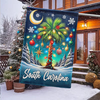 Palmetto Palm Tree Holiday Yard Flag, South Carolina Christmas Garden Flag, Double-Sided Coastal Winter Lawn Flag