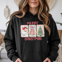 Vintage Santa and Tree Graphic Pullover, Retro Santa Merry Christmas Hoodie, Classic Holiday Tree Sweatshirt, Comfy Christmas Hoodie