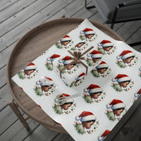 Christmas Holly Gift Wrap, Black Boy Santa Hat Wrapping Paper, African American Holiday Wrapping Paper, Festive Kids Present Wrap Roll