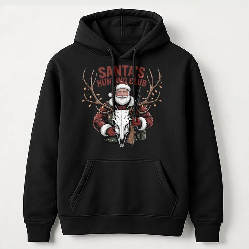 Christmas Deer Hunter Hoodie, Santa's Hunting Club Hoodie, Humorous Outdoorsman Sweatshirt, Hunting Hooded Sweatshirt, Holiday Present for Hunters