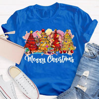 Festive Holiday Tree Graphic Tee, Merry Christmas Colorful Tree T-Shirt, Retro Xmas Tree Shirt, Winter Holiday Apparel, Christmas Tree Present