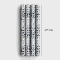 Winter Forest Holiday Gift Wrap, Blue Pine Tree Wrapping Paper, Woodland Pine Tree Wrapping Paper, Christmas Tree Gift Wrap Roll