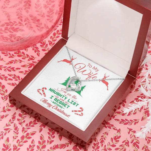 14K White Gold Heart Pendant Necklace, Forever Love Necklace for Wife, Romantic Holiday Jewelry for Her, Christmas Present Ne