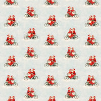Christmas Cycling Gift Wrap, Santa and Mrs Claus Wrapping Paper, Whimsical Holiday Wrapping Paper, Festive Xmas Gift Wrap Roll, Winter Wrap