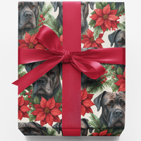 Poinsettia Dog Gift Wrap, Cane Corso Christmas Wrapping Paper, Holiday Dog Wrapping Paper, Cane Corso Gift Wrap, Dog Lover Xmas Paper Roll