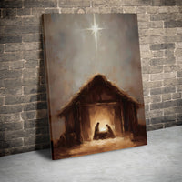 Star of Bethlehem Canvas Print, Nativity Scene Canvas Wall Art, Holy Manger Oil Painting Canvas, Religious Christmas Decor, Faith Wall Art