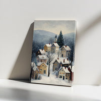 Winter Cottage Wall Art, Snowy Village Canvas Art, Comfy Snow Village Print, Cottagecore Winter Landscape Canvas, Christmas Village Decor