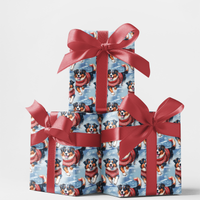 Winter Sweater Dog Gift Wrap, Australian Shepherd Wrapping Paper, Festive Dog Lover Wrapping Paper Roll, Christmas Present Wrap