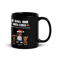 Adorable Girl Dogs Santa Ceramic Mug, Custom Dog Mom Christmas Mug, Personalized Pet Holiday Coffee Cup, Xmas Present for Dog Lovers