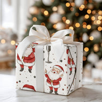 Dancing Musical Santa Holiday Gift Wrap, Rockstar Santa Christmas Wrapping Paper, Retro Microphone Gift Wrapping Paper, Fun Xmas Roll Wrap