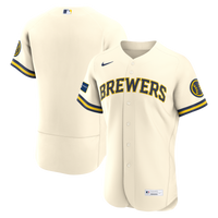 Milwaukee Brewers Cream Home Sponsor Patch Authentic Jersey