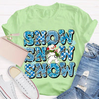 Snowflake Snowman Graphic Tee, Let It Snow Christmas T-Shirt, Adorable Winter Holiday Shirt, Festive Xmas Snowmen Tee, Winter Season Family Present