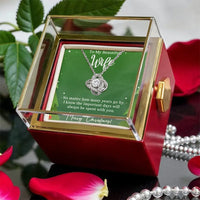 Rotating Rose Box CZ Knot Pendant, Love Knot Necklace for Wife, Christmas Love Knot Necklace, Romantic Holiday Jewelry Keepsake for Wife